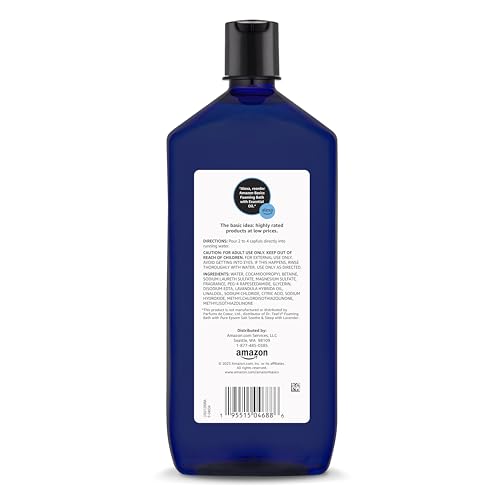 Amazon Basics Lavender Scented Foaming Bath with Essential Oil for Relaxation, Bath Time, Stress Relief, 34 Fluid Ounce