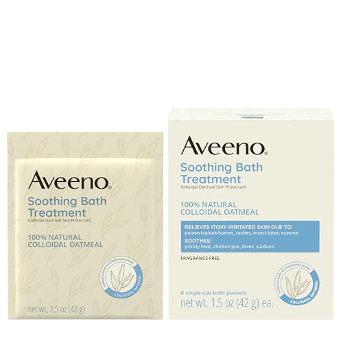 Aveeno Fragrance Free Soothing Bath Treatment for Sensitive Skin, 100% Natural Colloidal Oatmeal Relief Bath Packets, Ec