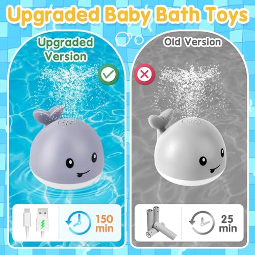 Gigilli Rechargeable Light Up Bath Toys for Baby Boys and Girls 1-3 Years
| Gigilli Whale Bath Toy Sprinkler for Babies