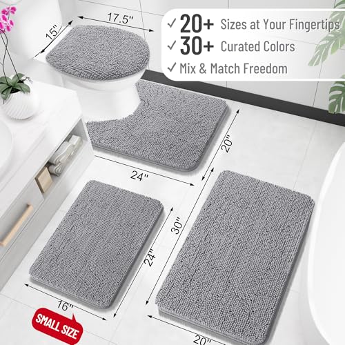 OLANLY Extra Soft Absorbent Chenille Bath Rugs for Bathroom Floor, Tub and Shower, Grey OEKO-TEX STANDARD 100
| OLANLY
